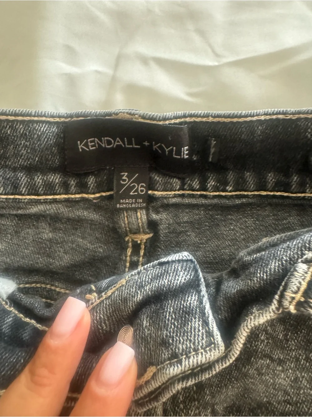 Kendall & Kylie Washed Black Frayed Denim Shorts